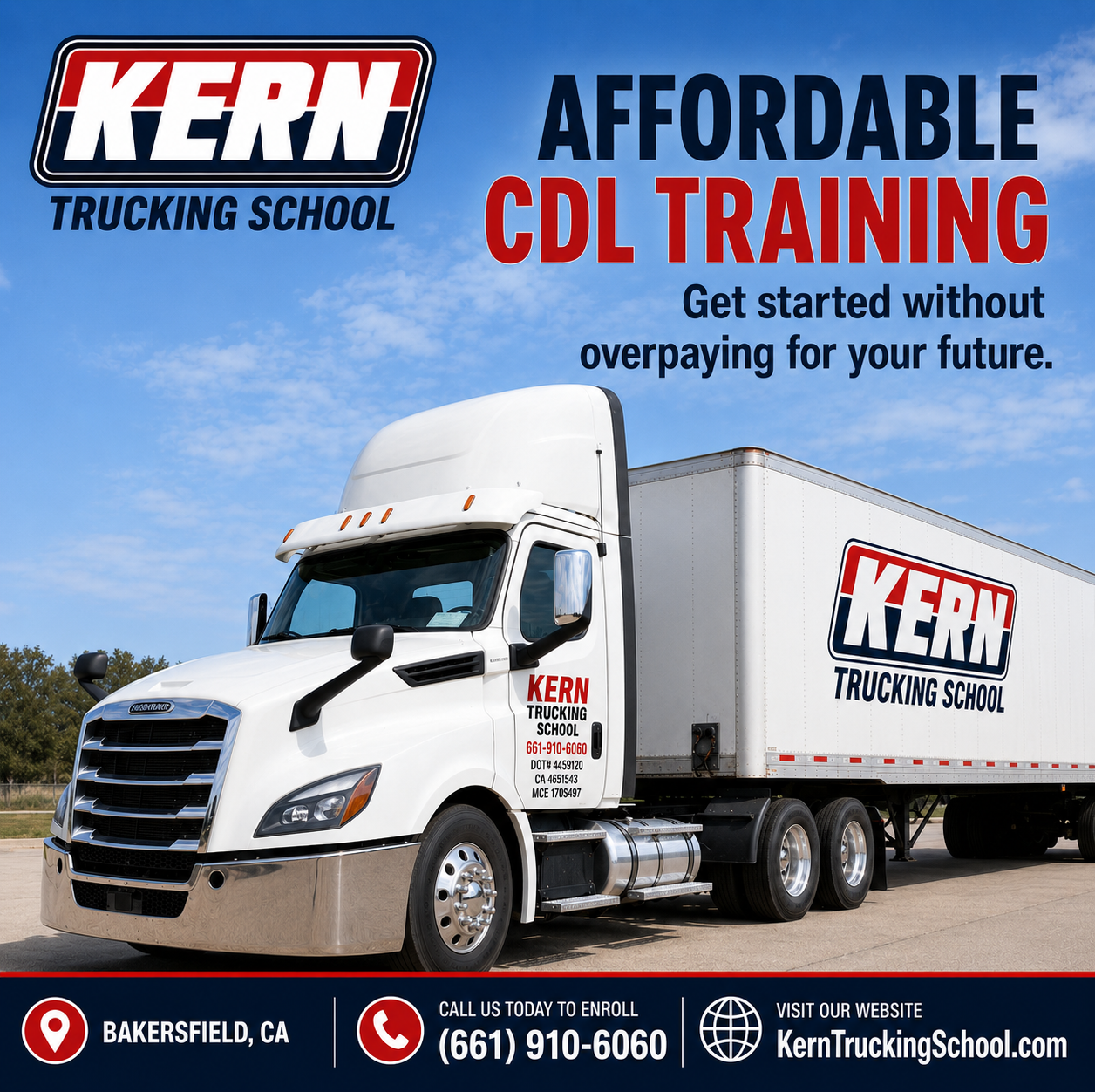 Kern Trucking School — Affordable CDL Training. Call (661) 910-6060.
